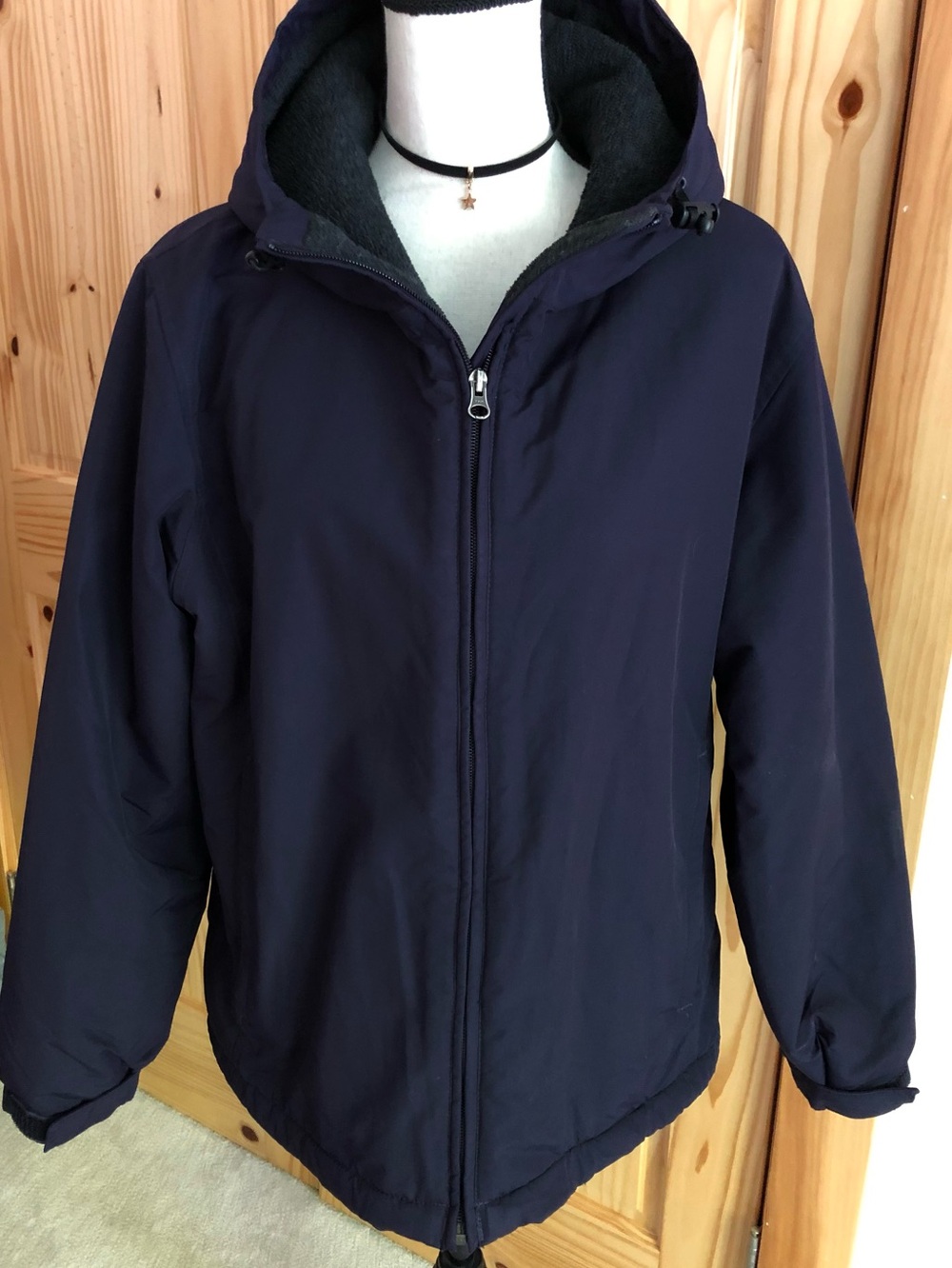 Lands End Purple Polartec Fleece Lined Winter Jacket Size Medium